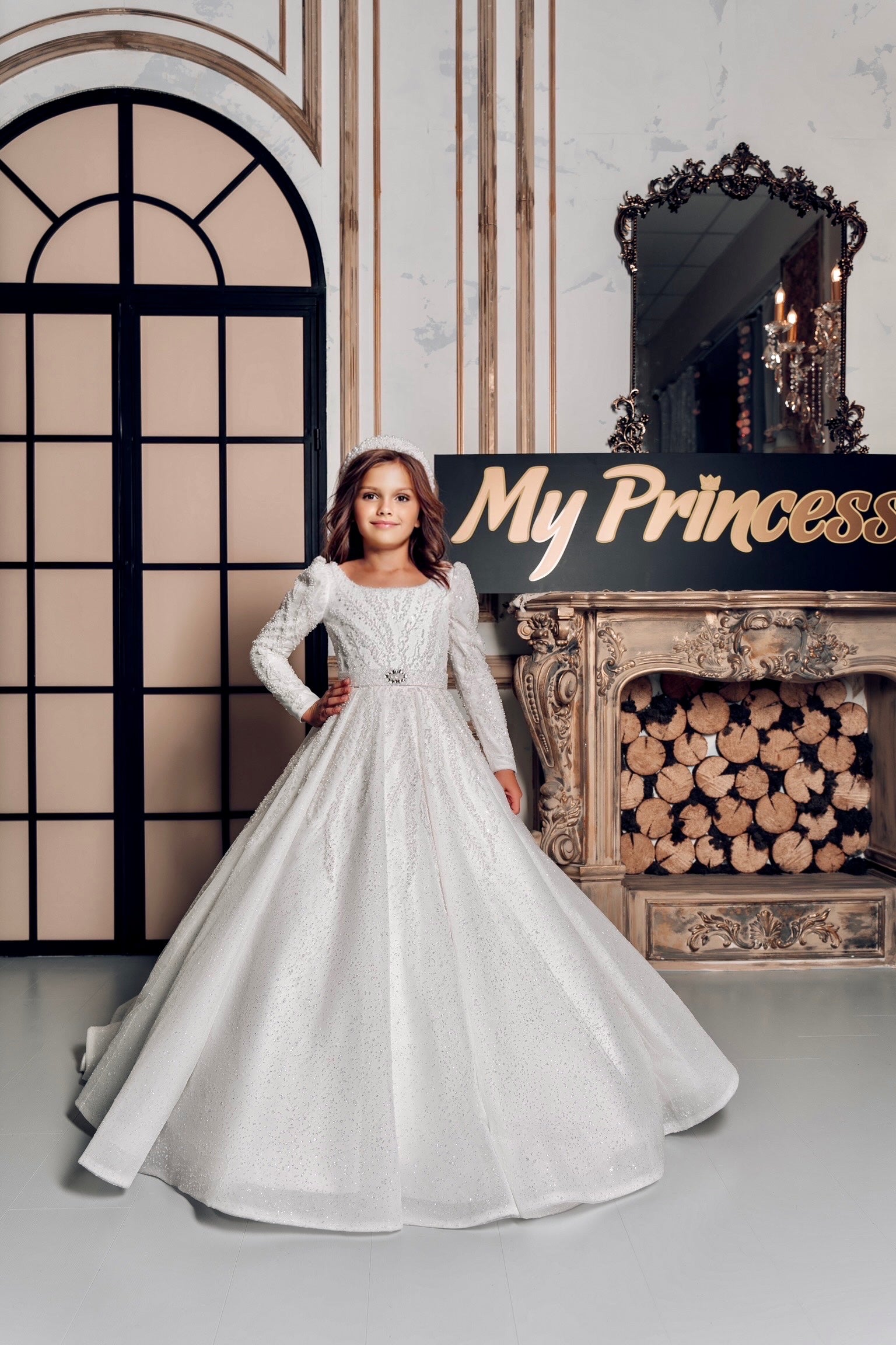 open lace back dress Meglena Luxury Floral Princess Girl Dress main image 1