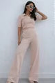 Women's Versacc Polo Shirt and Flared Maxi Hem Trousers Set, Cappuccino