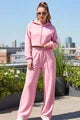 Stradiva Women's Two-Piece Casual Tracksuit with Hooded Sweatshirt and Pocketed Joggers, Bon-Bon Pink